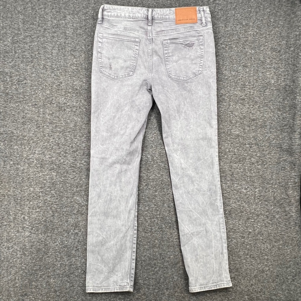American Eagle Airflex+ Skinny Jeans Mens Grey Distressed Acid Wash Denim 33 - Picture 7 of 11